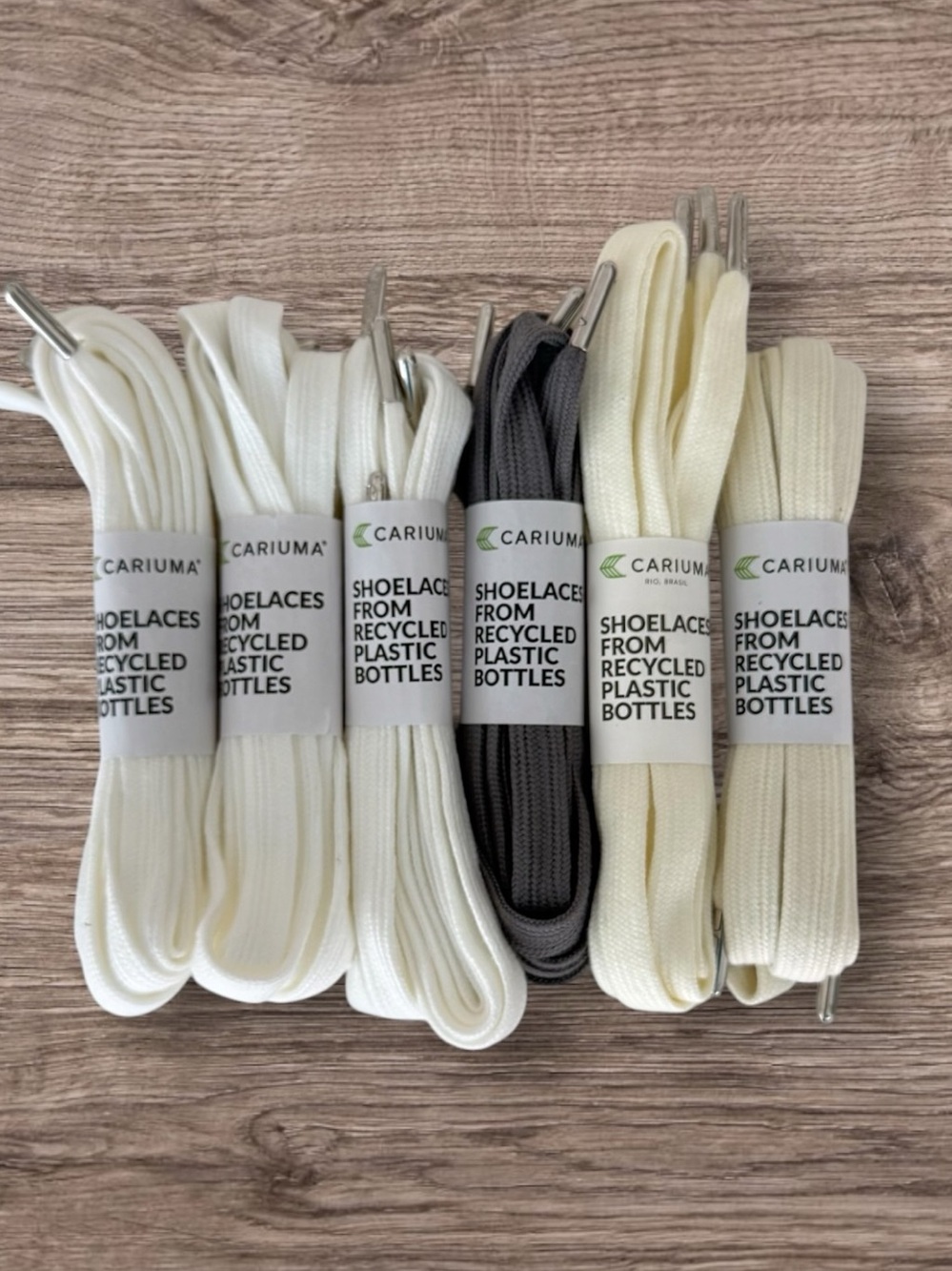 0629 Cariuma Shoe Lace Skate Off White Ivory Charcoal Gray 6 pairs NWT - Picture 8 of 10